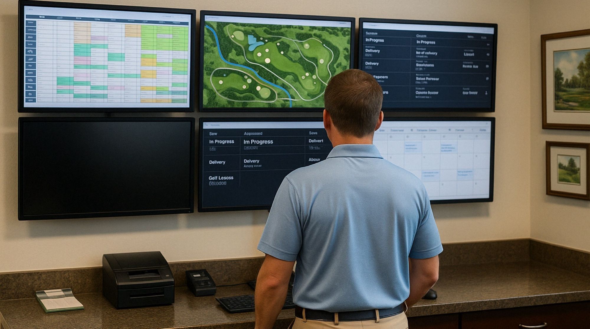Golf course operator reviewing technology options with smbGOLF