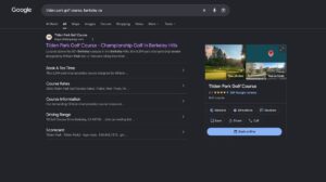 Google search result for Tilden Park Golf Course in Berkeley, CA, showing the Book Online button